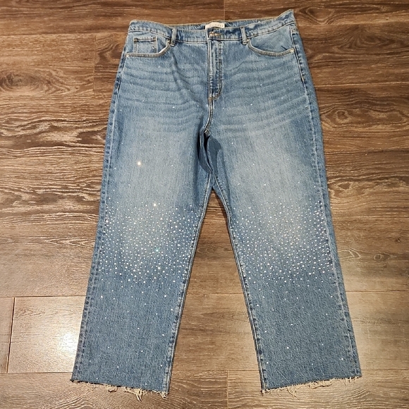 LOFT Denim - ❤️ NWOT! LOFT HIGH RISE STRAIGHT LEG  SPARKLE JEANS, RAW HEM, 16 (33)